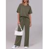 imageANRABESS Womens Lounge Sets 2 Piece Outfits 2026 Summer Casual Short Sleeve Sweatsuits Matching Tracksuits Wide Leg Pant SetArmy Green