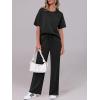 imageANRABESS Womens Lounge Sets 2 Piece Outfits 2026 Summer Casual Short Sleeve Sweatsuits Matching Tracksuits Wide Leg Pant SetBlack