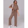 imageANRABESS Womens Lounge Sets 2 Piece Outfits 2026 Summer Casual Short Sleeve Sweatsuits Matching Tracksuits Wide Leg Pant SetBrown