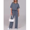 imageANRABESS Womens Lounge Sets 2 Piece Outfits 2026 Summer Casual Short Sleeve Sweatsuits Matching Tracksuits Wide Leg Pant SetDeep Gray