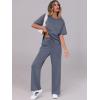 imageANRABESS Womens Lounge Sets 2 Piece Outfits 2026 Summer Casual Short Sleeve Sweatsuits Matching Tracksuits Wide Leg Pant SetDeep Gray
