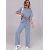 imageANRABESS Womens Lounge Sets 2 Piece Outfits 2026 Summer Casual Short Sleeve Sweatsuits Matching Tracksuits Wide Leg Pant SetGray Blue