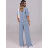 imageANRABESS Womens Lounge Sets 2 Piece Outfits 2026 Summer Casual Short Sleeve Sweatsuits Matching Tracksuits Wide Leg Pant SetGray Blue