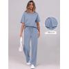 imageANRABESS Womens Lounge Sets 2 Piece Outfits 2026 Summer Casual Short Sleeve Sweatsuits Matching Tracksuits Wide Leg Pant SetGray Blue