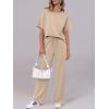imageANRABESS Womens Lounge Sets 2 Piece Outfits 2026 Summer Casual Short Sleeve Sweatsuits Matching Tracksuits Wide Leg Pant SetKhaki