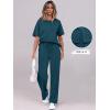 imageANRABESS Womens Lounge Sets 2 Piece Outfits 2026 Summer Casual Short Sleeve Sweatsuits Matching Tracksuits Wide Leg Pant SetLake Green