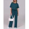 imageANRABESS Womens Lounge Sets 2 Piece Outfits 2026 Summer Casual Short Sleeve Sweatsuits Matching Tracksuits Wide Leg Pant SetLake Green