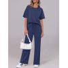 imageANRABESS Womens Lounge Sets 2 Piece Outfits 2026 Summer Casual Short Sleeve Sweatsuits Matching Tracksuits Wide Leg Pant SetNavy Blue