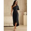 imageANRABESS Womens One Shoulder Formal Midi Dresses 2026 Summer Wrap High Slit Beach Wedding Guest Party Cocktail Maxi DressBlack