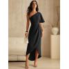 imageANRABESS Womens One Shoulder Formal Midi Dresses 2026 Summer Wrap High Slit Beach Wedding Guest Party Cocktail Maxi DressBlack