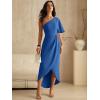 imageANRABESS Womens One Shoulder Formal Midi Dresses 2026 Summer Wrap High Slit Beach Wedding Guest Party Cocktail Maxi DressBlue
