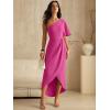 imageANRABESS Womens One Shoulder Formal Midi Dresses 2026 Summer Wrap High Slit Beach Wedding Guest Party Cocktail Maxi DressHot Pink