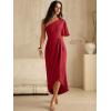 imageANRABESS Womens One Shoulder Formal Midi Dresses 2026 Summer Wrap High Slit Beach Wedding Guest Party Cocktail Maxi DressRed