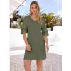 imageANRABESS Womens Summer Dresses 2026 Ruffle Sleeve V Neck Casual A Line Tshirt Mini Dress Beach Vacation Clothes with PocketsArmy Green