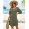 imageANRABESS Womens Summer Dresses 2026 Ruffle Sleeve V Neck Casual A Line Tshirt Mini Dress Beach Vacation Clothes with PocketsArmy Green