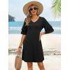 imageANRABESS Womens Summer Dresses 2026 Ruffle Sleeve V Neck Casual A Line Tshirt Mini Dress Beach Vacation Clothes with PocketsBlack