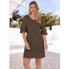 imageANRABESS Womens Summer Dresses 2026 Ruffle Sleeve V Neck Casual A Line Tshirt Mini Dress Beach Vacation Clothes with PocketsCoffee