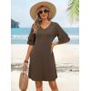 imageANRABESS Womens Summer Dresses 2026 Ruffle Sleeve V Neck Casual A Line Tshirt Mini Dress Beach Vacation Clothes with PocketsCoffee
