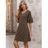 imageANRABESS Womens Summer Dresses 2026 Ruffle Sleeve V Neck Casual A Line Tshirt Mini Dress Beach Vacation Clothes with PocketsCoffee