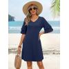 imageANRABESS Womens Summer Dresses 2026 Ruffle Sleeve V Neck Casual A Line Tshirt Mini Dress Beach Vacation Clothes with PocketsNavy Blue