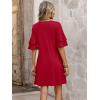 imageANRABESS Womens Summer Dresses 2026 Ruffle Sleeve V Neck Casual A Line Tshirt Mini Dress Beach Vacation Clothes with PocketsRed