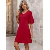 imageANRABESS Womens Summer Dresses 2026 Ruffle Sleeve V Neck Casual A Line Tshirt Mini Dress Beach Vacation Clothes with PocketsRed