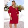 imageANRABESS Womens Summer Dresses 2026 Ruffle Sleeve V Neck Casual A Line Tshirt Mini Dress Beach Vacation Clothes with PocketsRed