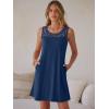 imageANRABESS Womens Summer Dresses Lace Crew Neck Sleeveless Sundress 2026 Mini Tank Dress Boho Beach Cover Ups with PocketsBlue