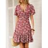 imageANRABESS Womens Summer Dresses Short Sleeve Wrap V Neck ALine Floral Mini Dress Spring Causal Boho Beach Vacation SundressRed White Floral