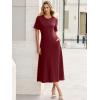 imageANRABESS Womens Summer Maxi Dresses Casual Short Sleeve Elegant Classy Vintage 2026 Spring Flowy Cocktail Dress 80s OutfitDark Red