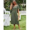 imageANRABESS Womens Summer Midi Dress Short Sleeve Button Up Crewneck Casual 2026 Beach Vacation Loose Dresses with PocketsArmy Green