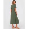 imageANRABESS Womens Summer Midi Dress Short Sleeve Button Up Crewneck Casual 2026 Beach Vacation Loose Dresses with PocketsArmy Green