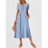 imageANRABESS Womens Summer Midi Dress Short Sleeve Button Up Crewneck Casual 2026 Beach Vacation Loose Dresses with PocketsFloral Blue White