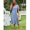 imageANRABESS Womens Summer Midi Dress Short Sleeve Button Up Crewneck Casual 2026 Beach Vacation Loose Dresses with PocketsFloral Blue White