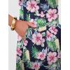 imageANRABESS Womens Summer Midi Dress Short Sleeve Button Up Crewneck Casual 2026 Beach Vacation Loose Dresses with PocketsFloral Pink Green
