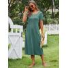 imageANRABESS Womens Summer Midi Dress Short Sleeve Button Up Crewneck Casual 2026 Beach Vacation Loose Dresses with PocketsGreen