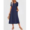 imageANRABESS Womens Summer Midi Dress Short Sleeve Button Up Crewneck Casual 2026 Beach Vacation Loose Dresses with PocketsNavy Blue