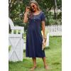 imageANRABESS Womens Summer Midi Dress Short Sleeve Button Up Crewneck Casual 2026 Beach Vacation Loose Dresses with PocketsNavy Blue