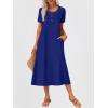 imageANRABESS Womens Summer Midi Dress Short Sleeve Button Up Crewneck Casual 2026 Beach Vacation Loose Dresses with PocketsRoyal