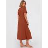 imageANRABESS Womens Summer Midi Dress Short Sleeve Button Up Crewneck Casual 2026 Beach Vacation Loose Dresses with PocketsRust Red