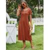 imageANRABESS Womens Summer Midi Dress Short Sleeve Button Up Crewneck Casual 2026 Beach Vacation Loose Dresses with PocketsRust Red