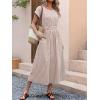 imageANRABESS Womens Summer Midi Dress Striped Casual Short Sleeve Crewneck Empire Waist 2026 Flowy Long Beach Dress with PocketsLight Brown White Stripe