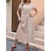 imageANRABESS Womens Summer Midi Dress Striped Casual Short Sleeve Crewneck Empire Waist 2026 Flowy Long Beach Dress with PocketsLight Brown White Stripe
