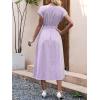 imageANRABESS Womens Summer Midi Dress Striped Casual Short Sleeve Crewneck Empire Waist 2026 Flowy Long Beach Dress with PocketsPurple White Stripe