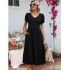 imageANRABESS Womens Summer Midi Dresses Casual V Neck Short Sleeve A Line Floral Flowy Tiered Beach Vacation Dress with PocketsBlack