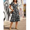 imageANRABESS Womens Summer Midi Dresses Casual V Neck Short Sleeve A Line Floral Flowy Tiered Beach Vacation Dress with PocketsBlack Floral