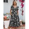 imageANRABESS Womens Summer Midi Dresses Casual V Neck Short Sleeve A Line Floral Flowy Tiered Beach Vacation Dress with PocketsBlack Floral
