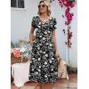 imageANRABESS Womens Summer Midi Dresses Casual V Neck Short Sleeve A Line Floral Flowy Tiered Beach Vacation Dress with PocketsBlack Floral