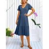 imageANRABESS Womens Summer Midi Dresses Casual V Neck Short Sleeve A Line Floral Flowy Tiered Beach Vacation Dress with PocketsBlue