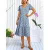imageANRABESS Womens Summer Midi Dresses Casual V Neck Short Sleeve A Line Floral Flowy Tiered Beach Vacation Dress with PocketsBlue White Floral